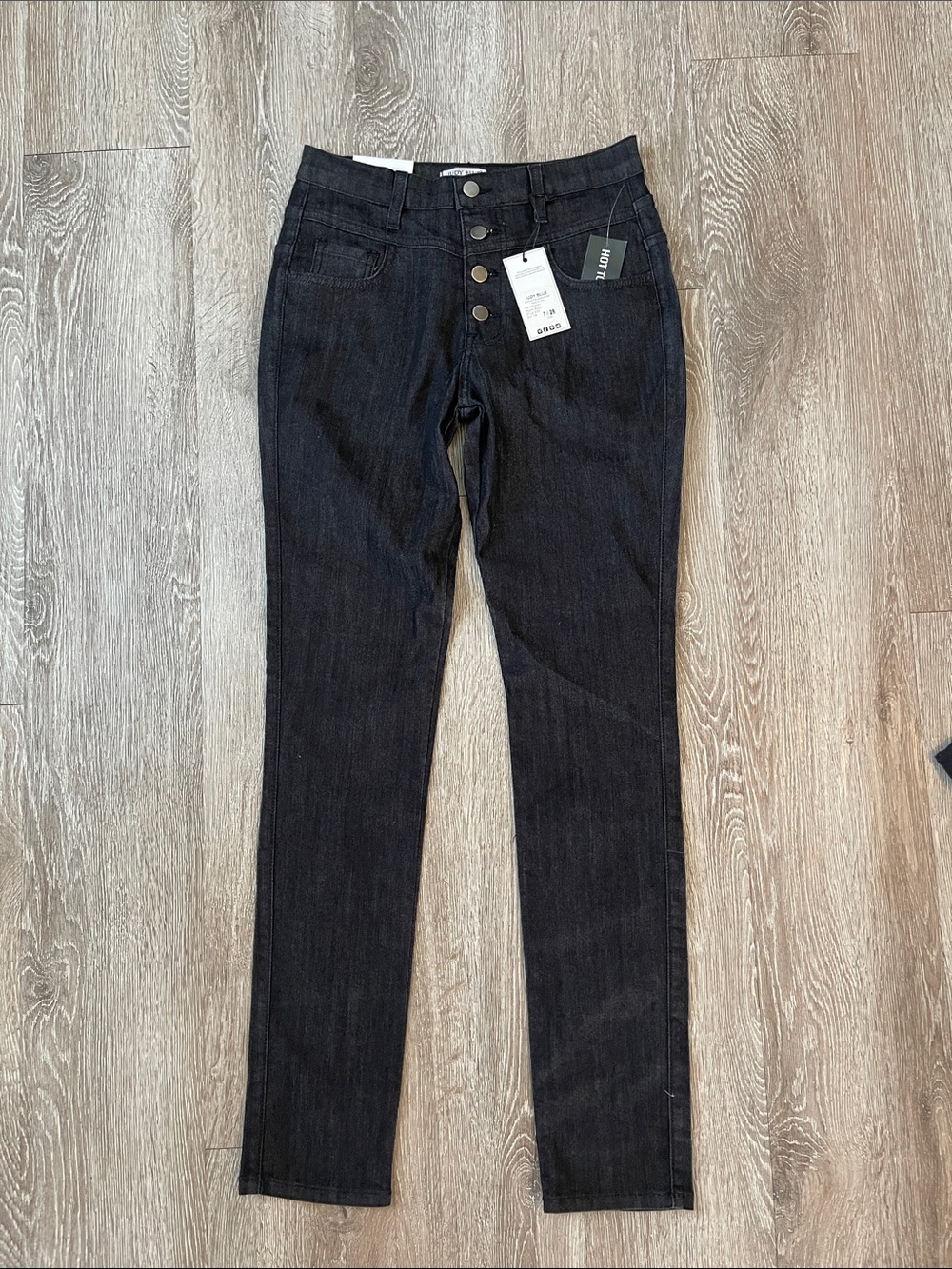 Judy Blue Skinny Black Button-Front Jeans